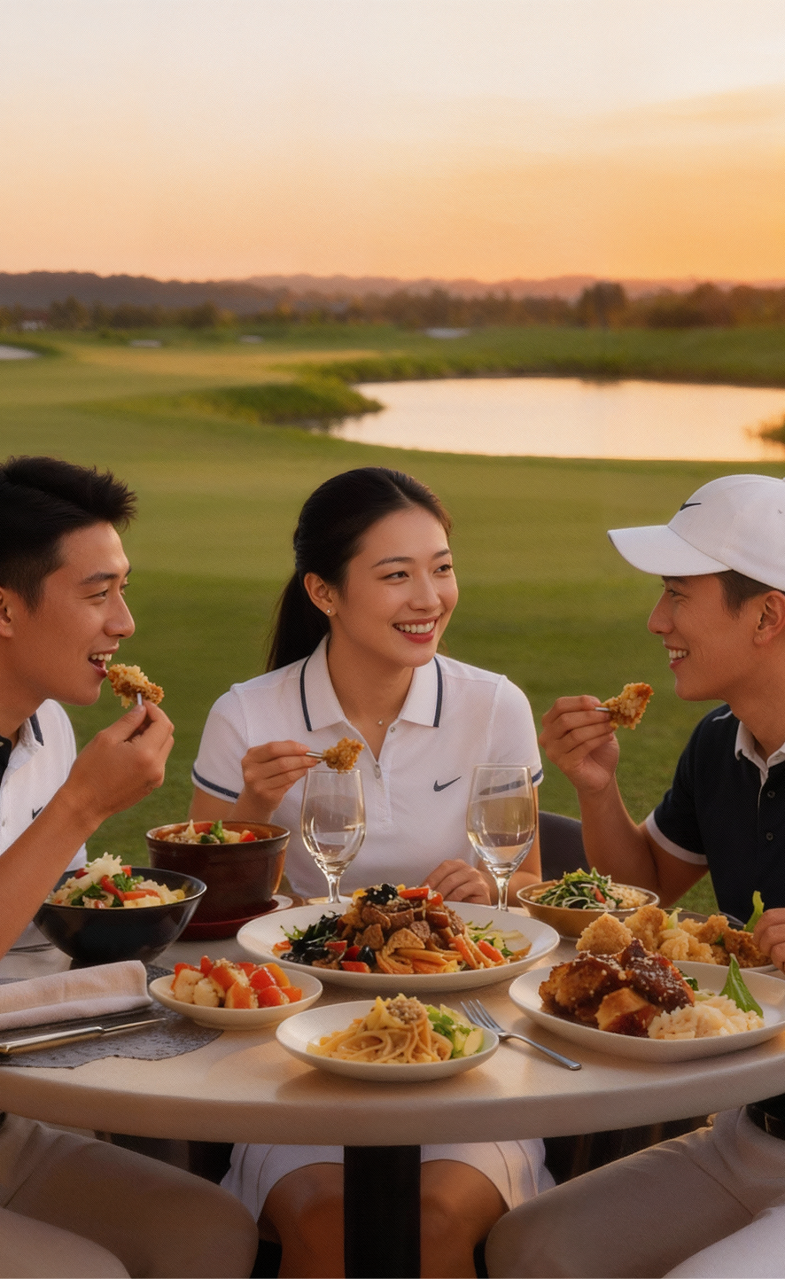 A group of people dining at a Fairway Bistro outlet